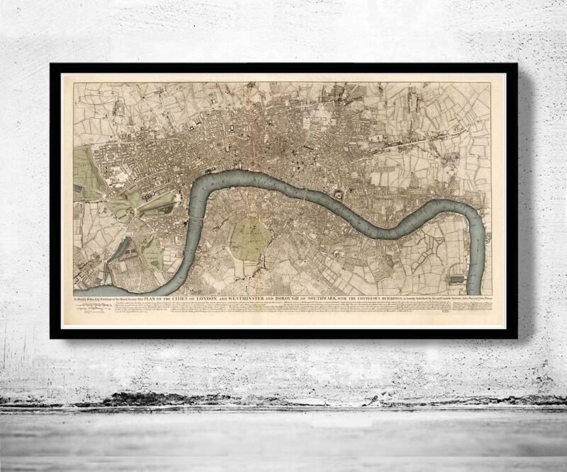 Old Map of London 1749 Vintage Map of London | Vintage Poster Wall Art Print | Wall Map Print | Old Map Print | Map Gift | Anniversary gift