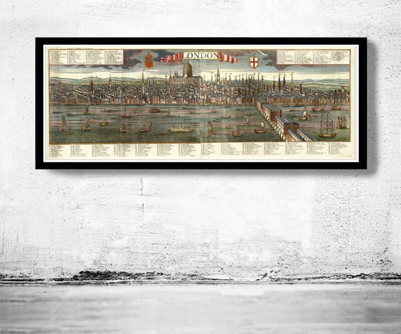 Old View of London , England United Kingdom 1780 | Vintage Poster Wall Art Print | | Map Gift | Anniversary gift | Housewarming Gift