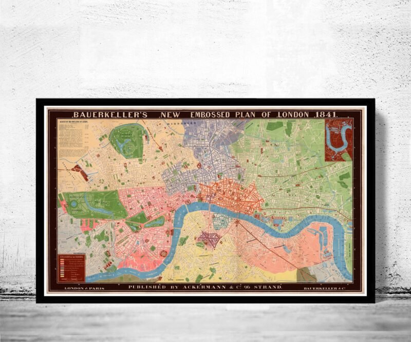 Old Map of London Map 1841 Vintage Map | Vintage Poster Wall Art Print | Wall Map Print | Old Map Print | Map Gift | Anniversary gift