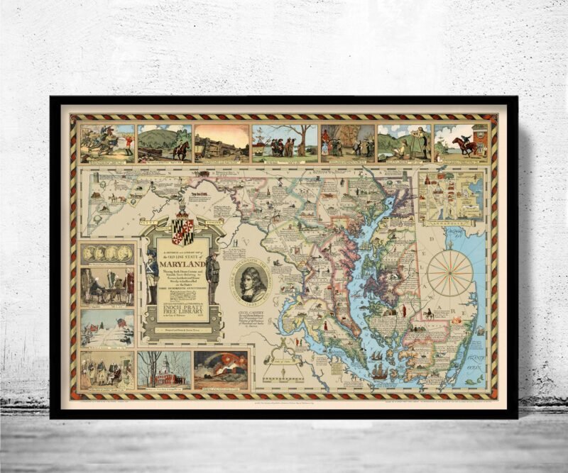 Old Map of Maryland County History | Vintage Poster Wall Art Print | Wall Map Print | Old Map Print | Map Gift | Anniversary gift