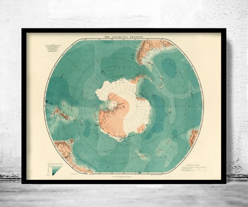 Old Map of Antarctica 1923 Vintage Map of Antarctica | World Map Gift World Map Print | Vintage World Map | World Map Wall Art | Map Gift