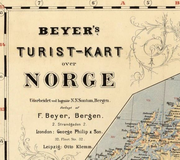 Old Map of Norway 1889 Vintage Map | Vintage Poster Wall Art Print | Wall Map Print | Old Map Print | Map Gift | Anniversary gift