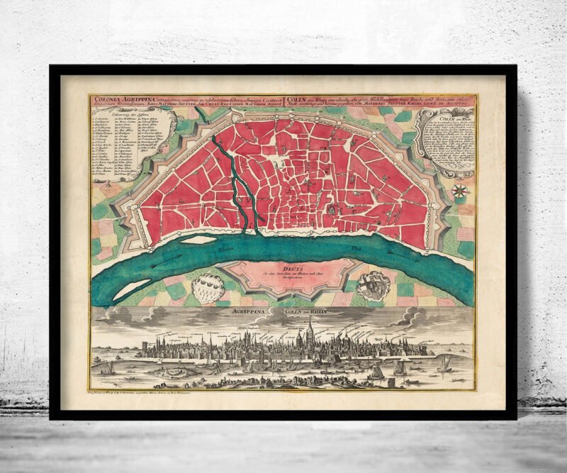 Old Map of Koln Cologne Germany 1740 Vintage Map | Vintage Poster Wall Art Print | Wall Map Print | Old Map Print | Map Gift