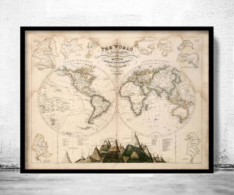 Old World Map 1862 Mercator Projection Vintage Map | Vintage Poster Wall Art Print | Vintage World Map | Map Gift | Anniversary gift