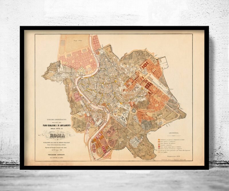 Old Map of Rome 1883 Vintage Map of Rome | Vintage Poster Wall Art Print | Wall Map Print | Old Map Print | Map Gift | Anniversary gift