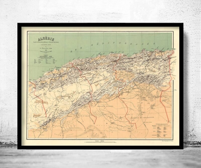 Old Map of Algeria Algerie 1884 Vintage map | Vintage Poster Wall Art Print | Wall Map Print | Old Map Print | Map Gift| Housewarming Gift