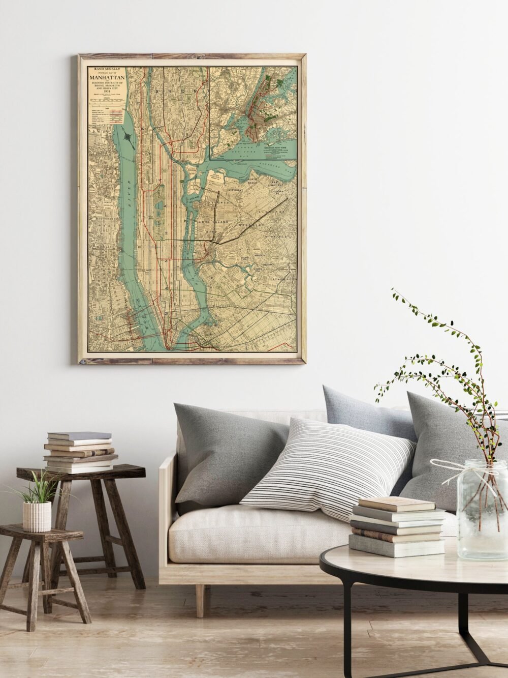 Old Map of New York and Manhattan 1924 Vintage NY Map | Vintage Poster Wall Art Print | Wall Map Print | Old Map Print | Map Gift