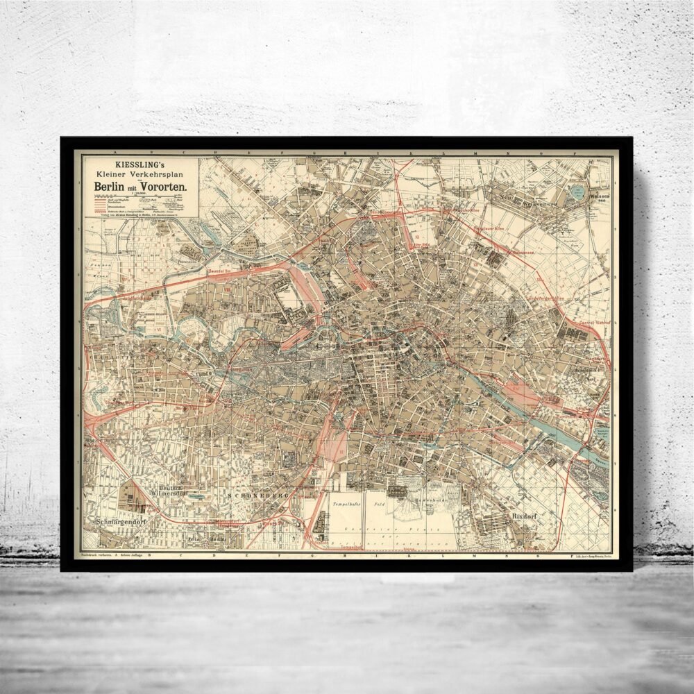 Old Map of Berlin Germany 1904 Vintage Map | Vintage Poster Wall Art Print | Wall Map Print | Old Map Print | Map Gift | Anniversary gift