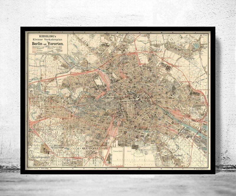 Old Map of Berlin Germany 1904 Vintage Map | Vintage Poster Wall Art Print | Wall Map Print | Old Map Print | Map Gift | Anniversary gift