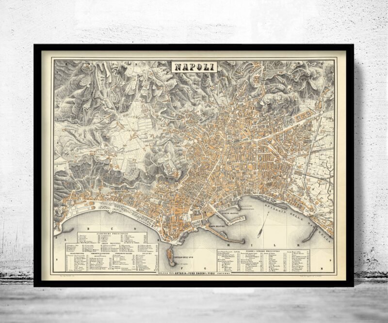 Old Map of Napoli Italy 1880 Naples Vintage Map | Vintage Poster Wall Art Print | Wall Map Print | Old Map Print | Map Gift