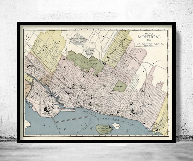Old Map of Montreal Canada 1903 Vintage Map | Vintage Poster Wall Art Print | Wall Map Print | Old Map Print | Map Gift | Anniversary gift