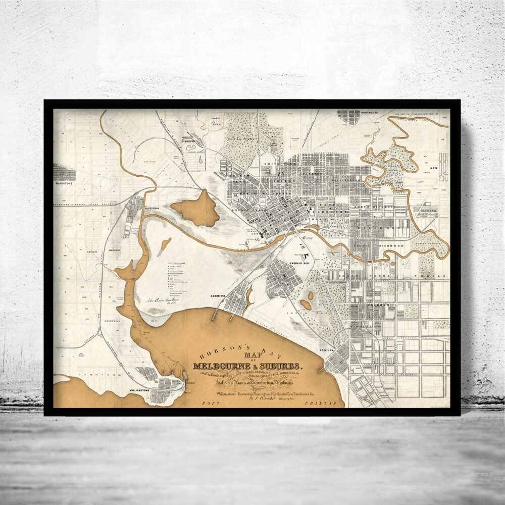 Old Map of Melbourne Australia 1851 Vintage Map Melbourne | Vintage Poster Wall Art Print | Wall Map Print | Old Map Print | Map Gift