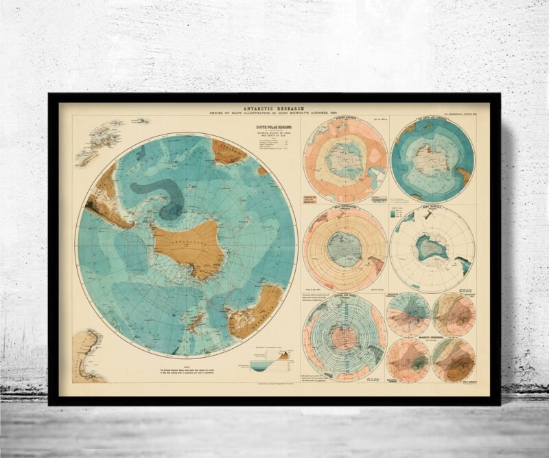 Old Map of Antarctica 1893 Vintage Map of Antarctica | World Map Gift World Map Print | Vintage World Map | World Map Wall Art | Map Gift