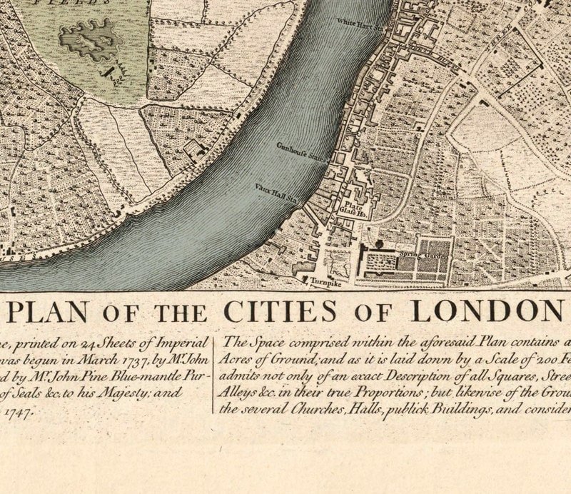 Old Map of London 1749 Vintage Map of London | Vintage Poster Wall Art Print | Wall Map Print | Old Map Print | Map Gift | Anniversary gift