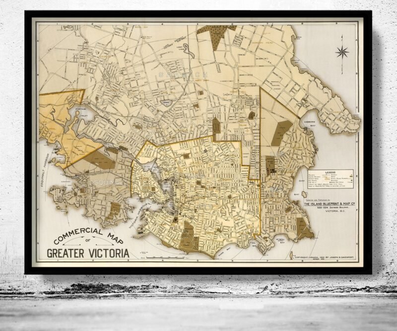 Old Map of Greater Victoria British Columbia Canada 1921 Victoria BC Vintage Map | Vintage Poster Wall Art Print | Wall Map Print |