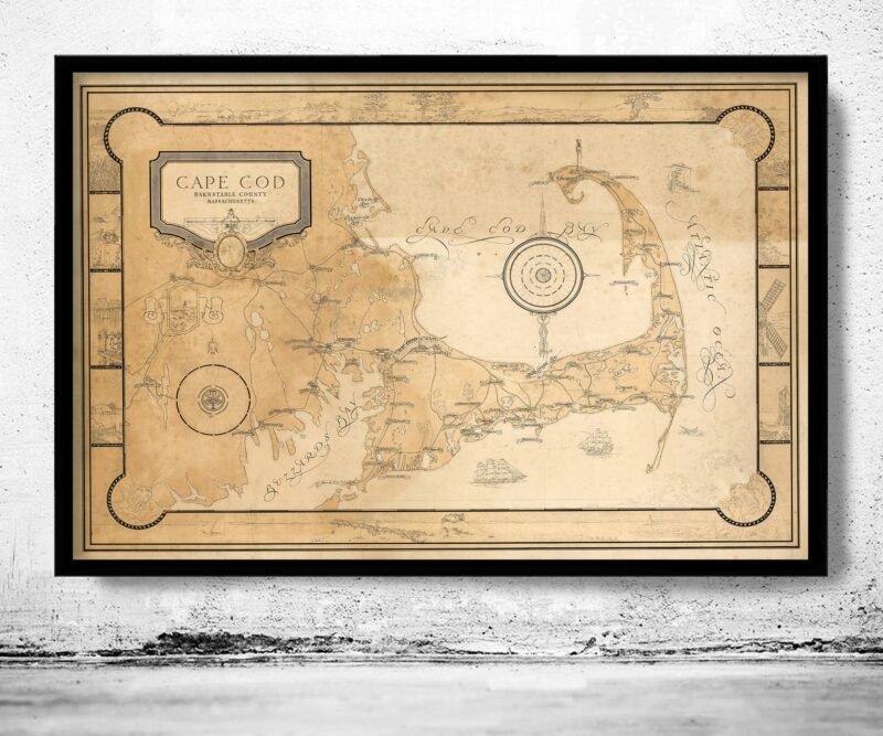 Old Map of Cape Cod Massachusetts 1931 Vintage Map | Vintage Poster Wall Art Print | Wall Map Print | Old Map Print | Map Gift