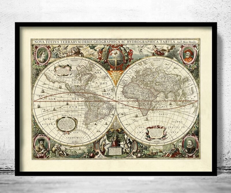 Old World Map Old Map 1641 Vintage Map | World Map Gift World Map Print | Vintage World Map | World Map Wall Art | Map Gift