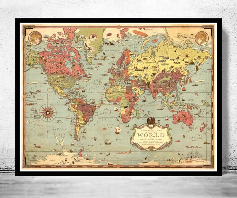 Beautiful Vintage World Map 1931 Vintage Map | World Map Gift World Map Print | Vintage World Map | World Map Wall Art | Map Gift