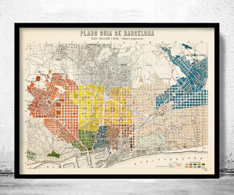 Old Map of Barcelona, Spain Cataluña 1910 Vintage map Barcelona | Vintage Poster Wall Art Print | Wall Map Print | Old Map Print | Map Gift