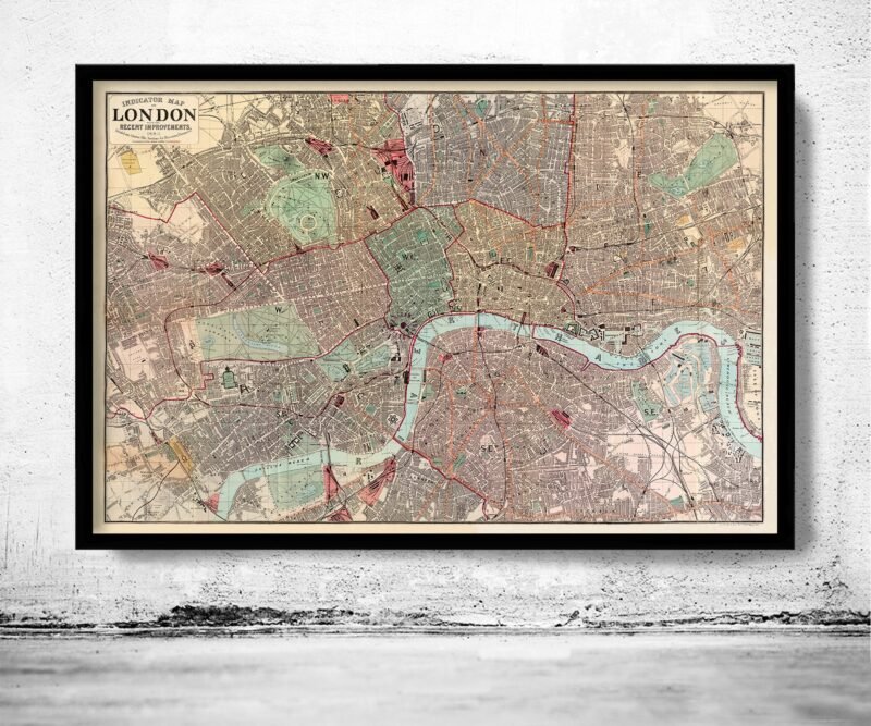 Old Map of London Map 1880 | Vintage Poster Wall Art Print | Wall Map Print | Old Map Print | Map Gift | Anniversary gift