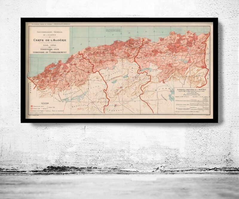 Old Map of Algeria Algerie 1870 Vintage Map | Vintage Poster Wall Art Print | Wall Map Print | Old Map Print | Map Gift | Anniversary gift