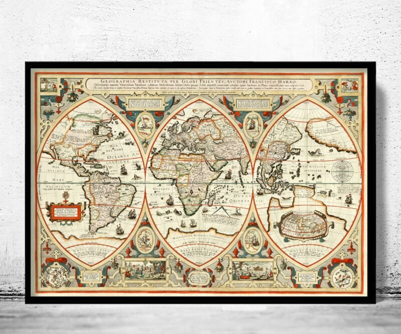 Old World Map 1618 Old Map of the World | World Map Gift World Map Print | Vintage World Map | Wall Map Print | Old Map Prints