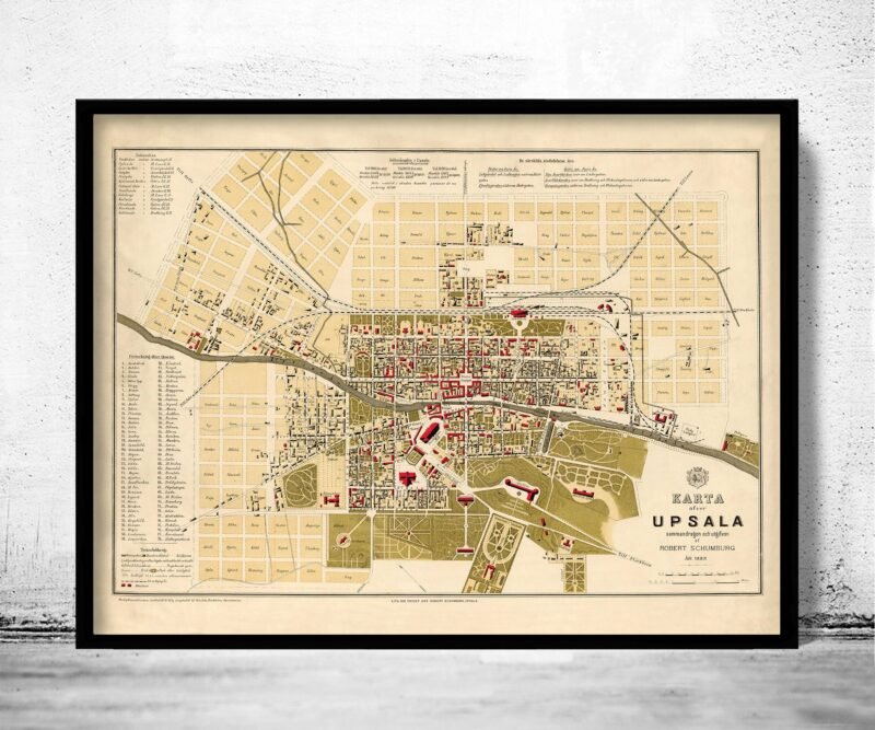 Old Map of Upsala Uppsala Sweden 1882 Vintage Map | Vintage Poster Wall Art Print | Wall Map Print | Old Map Print | Map Gift