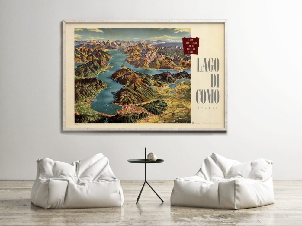 Vintage Poster of Lago Di Como Lake Como Italy Italia | Vintage Poster Wall Art Print | | Map Gift | Anniversary gift | Housewarming Gift