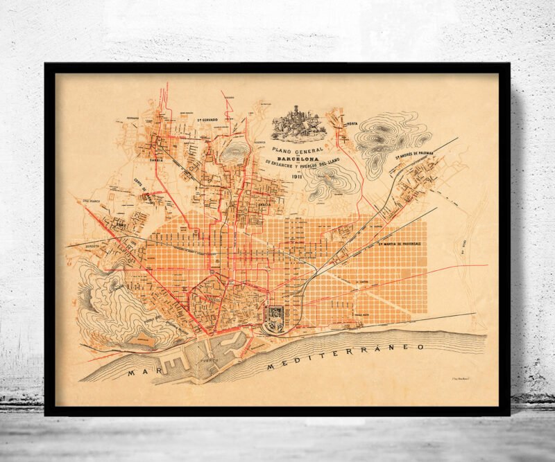 Old Map of Barcelona Catalunya 1911 Vintage Map | Vintage Poster Wall Art Print | Wall Map Print | Old Map Print | Map Gift