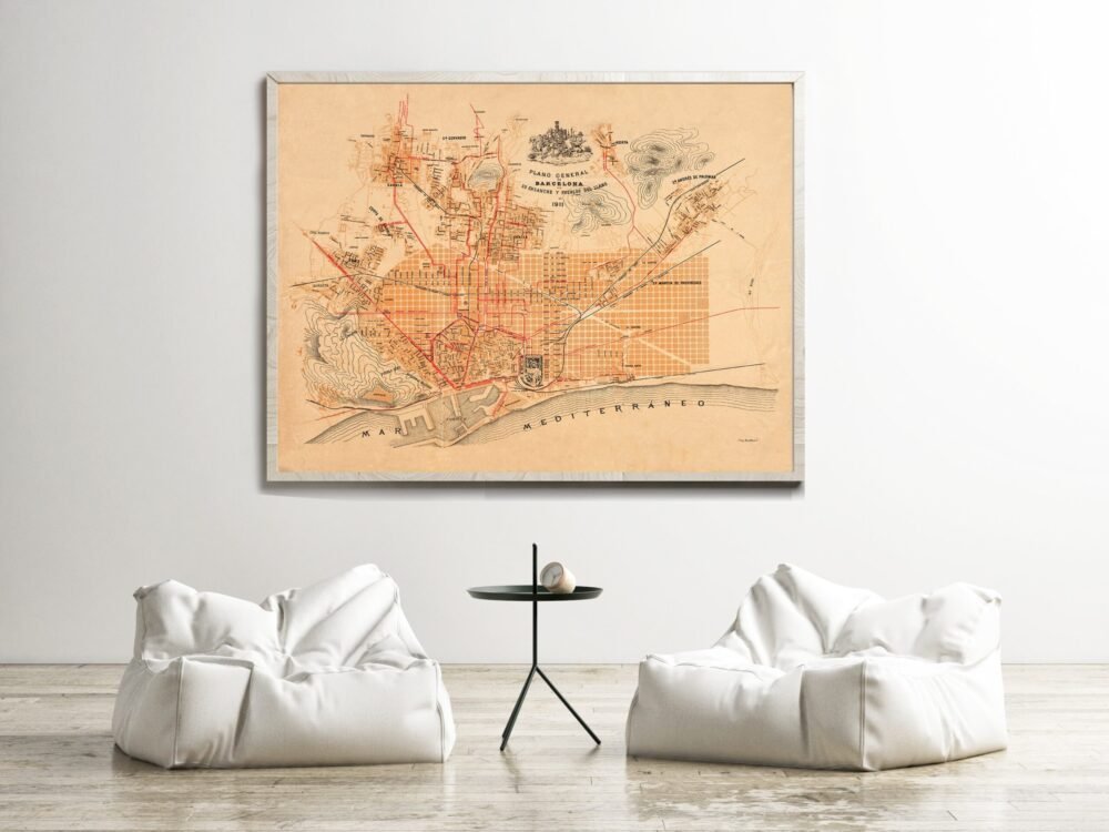 Old Map of Barcelona Catalunya 1911 Vintage Map | Vintage Poster Wall Art Print | Wall Map Print | Old Map Print | Map Gift