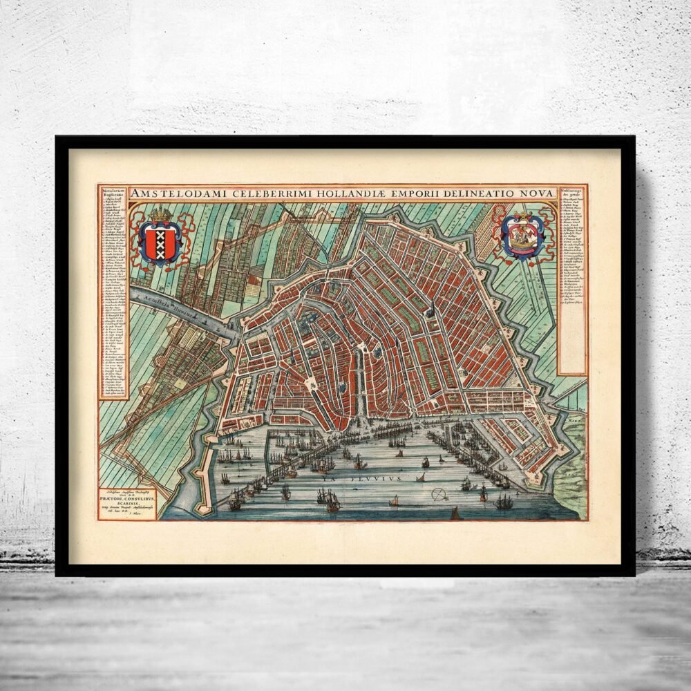 Old Map of Amsterdam The Netherlands 1649 Vintage Map | Vintage Poster Wall Art Print | Map Gift | Anniversary gift | Housewarming Gift