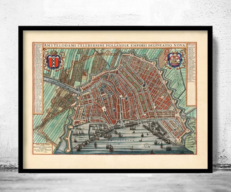 Old Map of Amsterdam The Netherlands 1649 Vintage Map | Vintage Poster Wall Art Print | Map Gift | Anniversary gift | Housewarming Gift