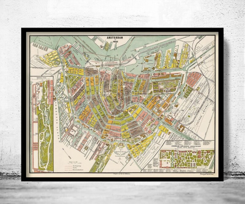 Old Map of Amsterdam Netherlands 1882 Vintage Map | Vintage Poster Wall Art Print | Wall Map Print | Old Map Print | Map Gift