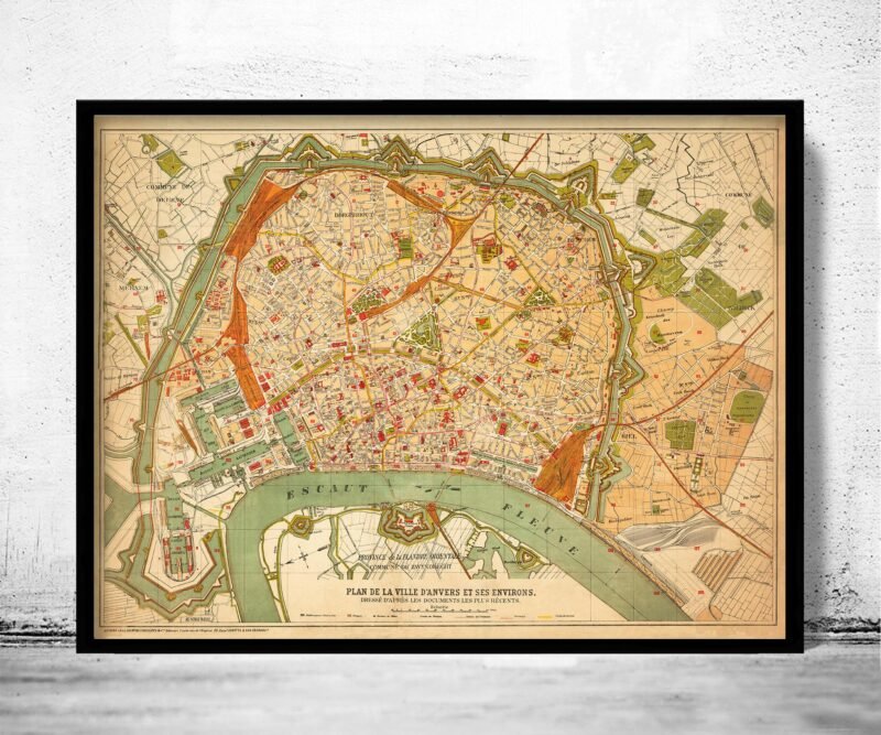 Old Map of Antwerp Belgium 1910 Anvers Vintage Map | Vintage Poster Wall Art Print | Wall Map Print | Old Map Print | Map Gift