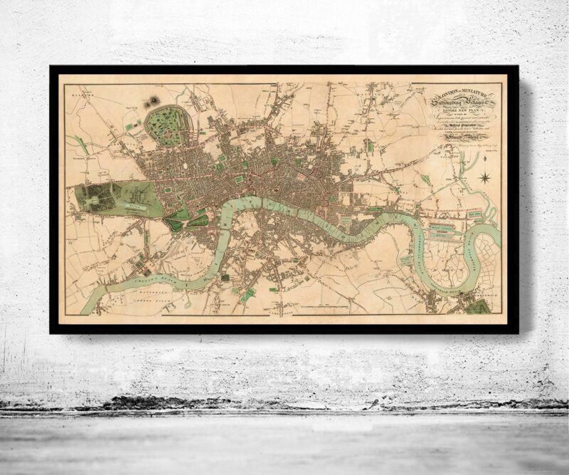 Old London Map 1814 Vintage Large Map London | Vintage Poster Wall Art Print | Wall Map Print | Old Map Print | Map Gift | Anniversary gift