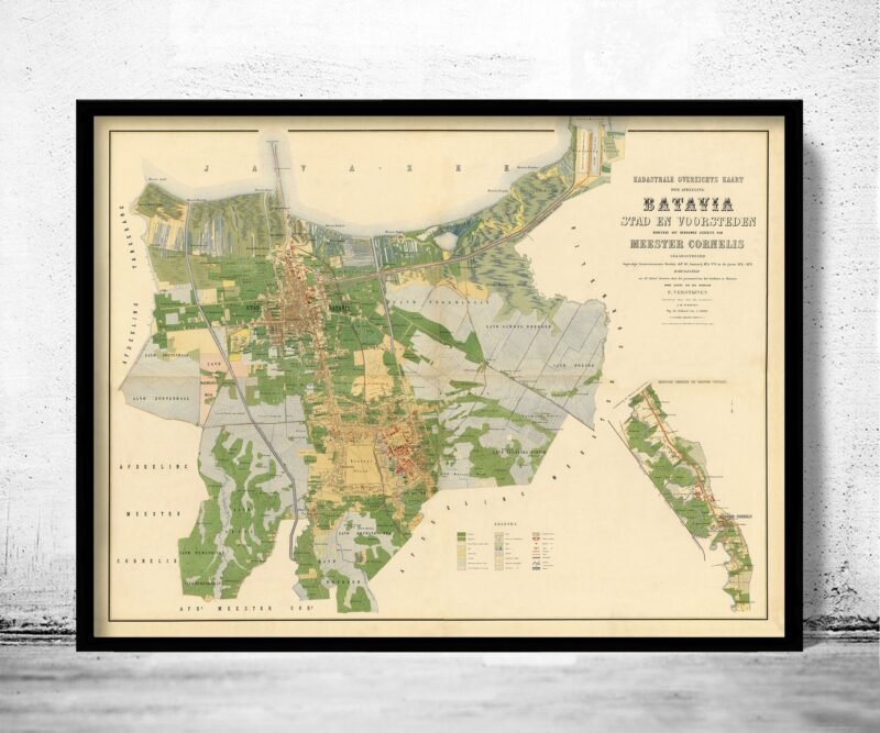 Old Map of Jakarta Batavia Indonesia 1876 | Vintage Poster Wall Art Print | Wall Map Print | Old Map Print | Map Gift | Anniversary gift