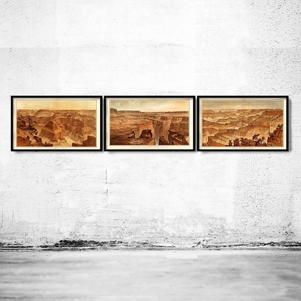 Grand Canyon Old Panoramic View United States 1882 | Vintage Poster Wall Art Print | Map Gift | Anniversary gift | Housewarming Gift