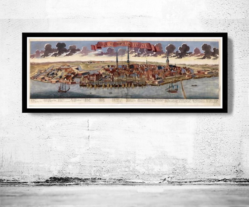 Old Map of Riga 1740 Latvia Vintage Map | Vintage Poster Wall Art Print | Wall Map Print | Old Map Print | Map Gift | Anniversary gift