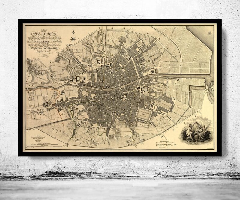 Old Map of Dublin Ireland 1797 Vintage Map | Vintage Poster Wall Art Print | Wall Map Print | Old Map Print | Map Gift | Anniversary gift