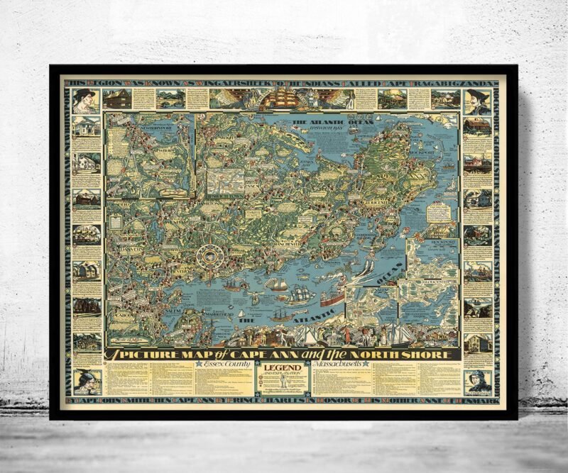 Vintage Map of Cape Ann and the North Shore 1934 | Vintage Poster Wall Art Print | Wall Map Print | Old Map Print | Map Gift