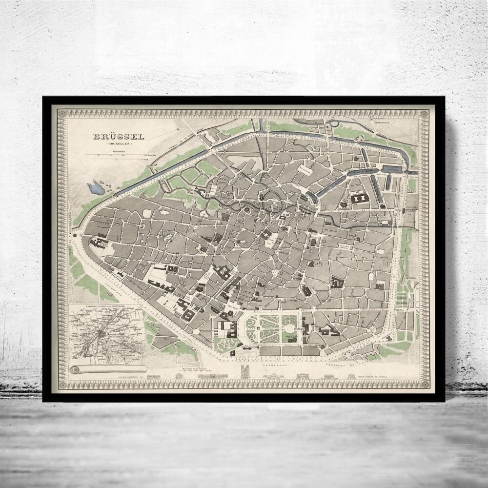 Old Map of Brussels Belgium 1860 Vintage Map | Vintage Poster Wall Art Print | Wall Map Print | Old Map Print | Map Gift