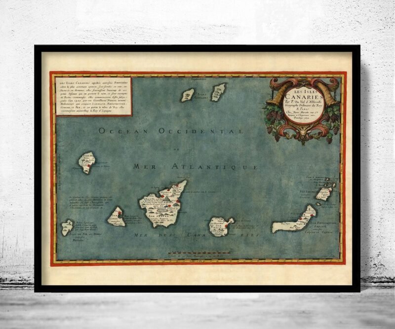 Old Map Canary Islands 1653 Canarias | Vintage Poster Wall Art Print | Wall Map Print | Old Map Print | Map Gift | Anniversary gift