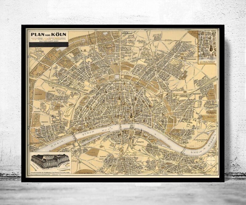 Old Map of Koln Germany 1930 Vintage Map | Vintage Poster Wall Art Print | Wall Map Print | Old Map Print | Map Gift | Anniversary gift