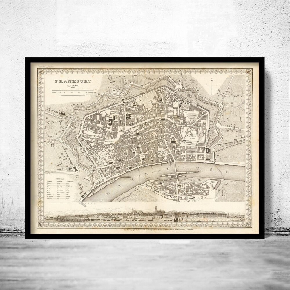 Old Map of Frankfurt Germany 1845 Vintage Map | Vintage Poster Wall Art Print | Wall Map Print | Old Map Print | Map Gift| Housewarming Gift