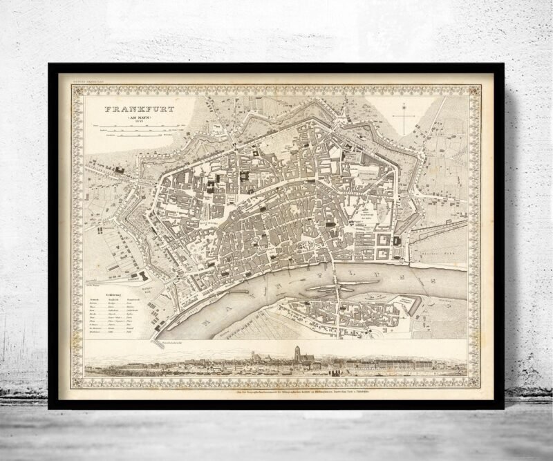 Old Map of Frankfurt Germany 1845 Vintage Map | Vintage Poster Wall Art Print | Wall Map Print | Old Map Print | Map Gift| Housewarming Gift