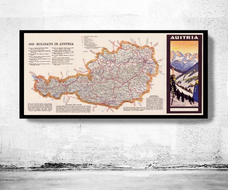 Old Map of Austria 1932 Vintage Map | Vintage Poster Wall Art Print | Wall Map Print | Old Map Print | Map Gift | Anniversary gift