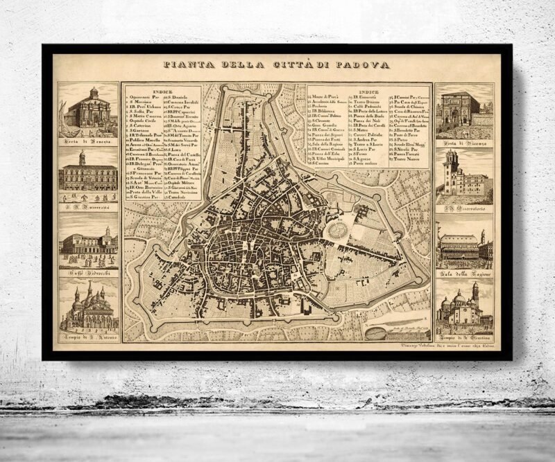 Old Map of Padua Padova Italy 1840 Vintage Map | Vintage Poster Wall Art Print | Wall Map Print | Old Map Print | Map Gift