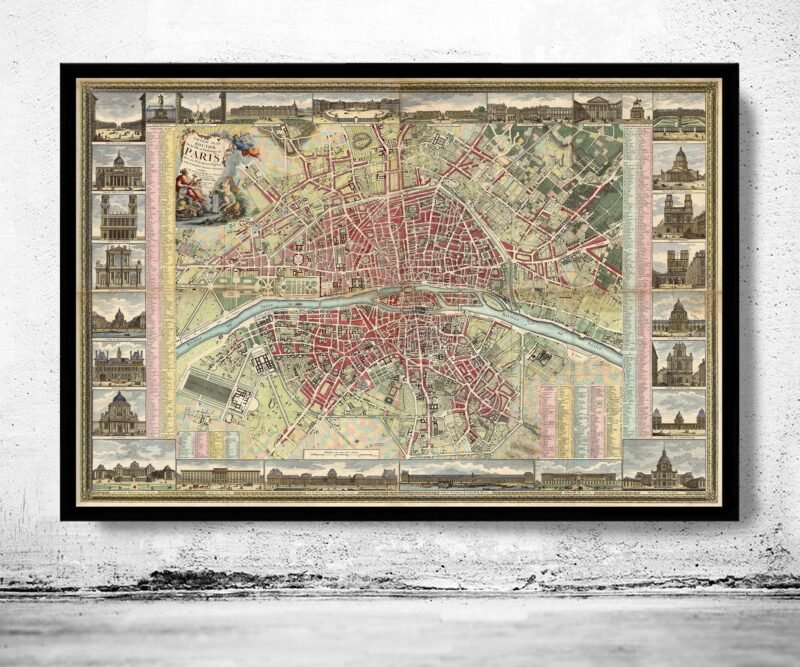 Old Map of Paris 1784 France Vintage Paris Plan Vintage Map Paris | Vintage Poster Wall Art Print | Wall Map Print | Old Map Print