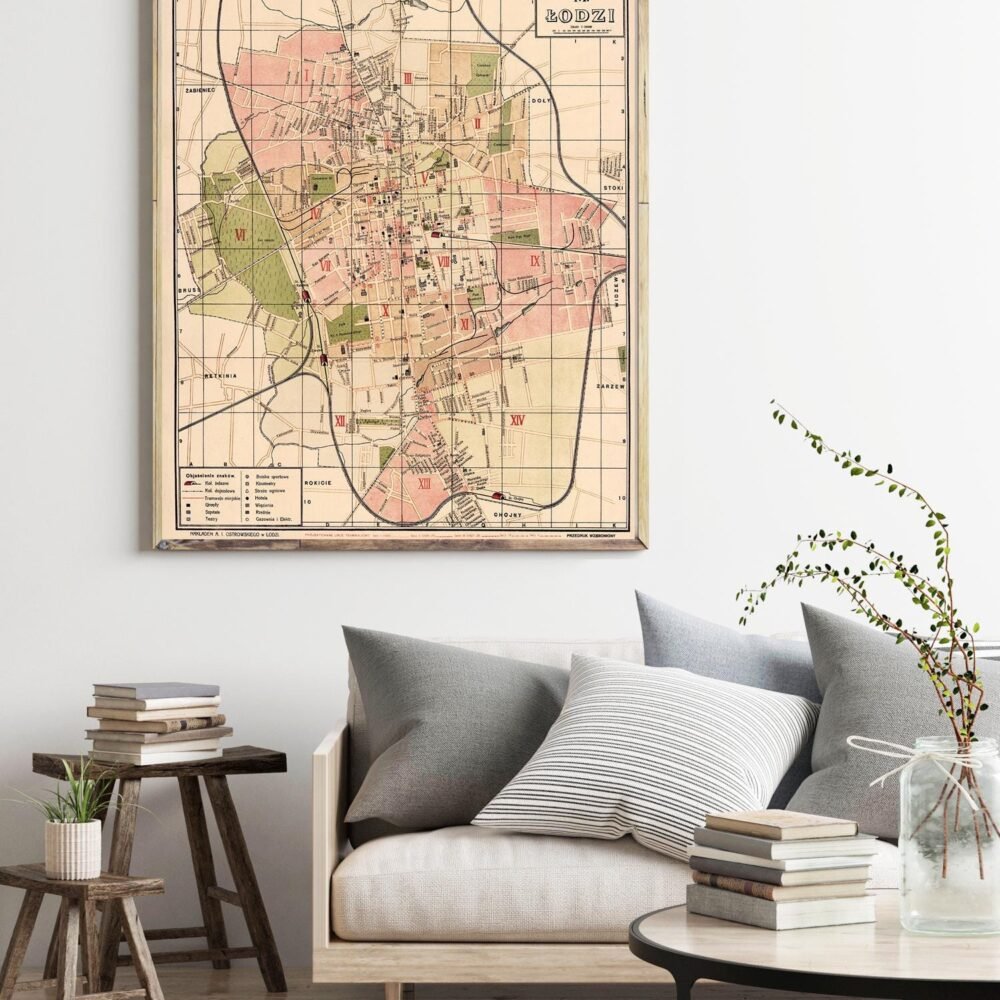 Old Map of Lodz Poland 1927 Vintage Map | Vintage Poster Wall Art Print | Wall Map Print | Old Map Print | Map Gift | Anniversary gift