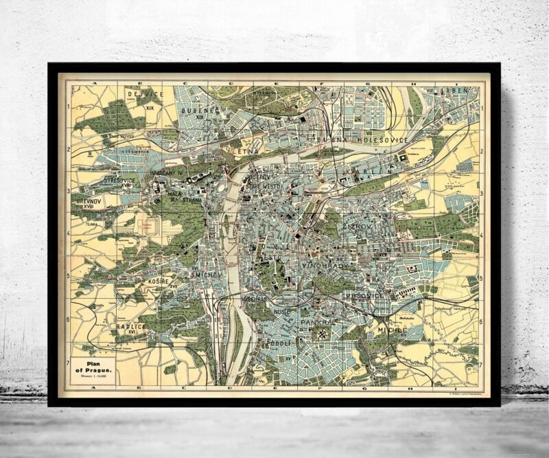 Old Map of Prague 1900 Czech Republic | Vintage Poster Wall Art Print | Wall Map Print | Old Map Print | Map Gift | Anniversary gift